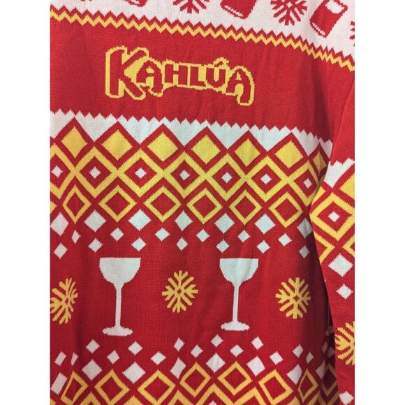 Kahlua XXL Red & Yellow Ugly Christmas Sweater 100% Cotton With Festive Glasses - Picture 2 of 5